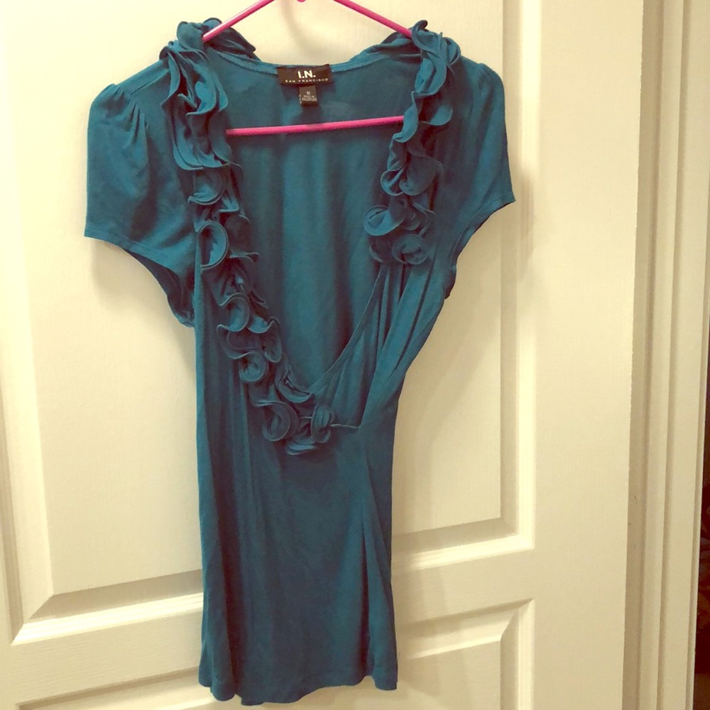 Teal Ruffled Top